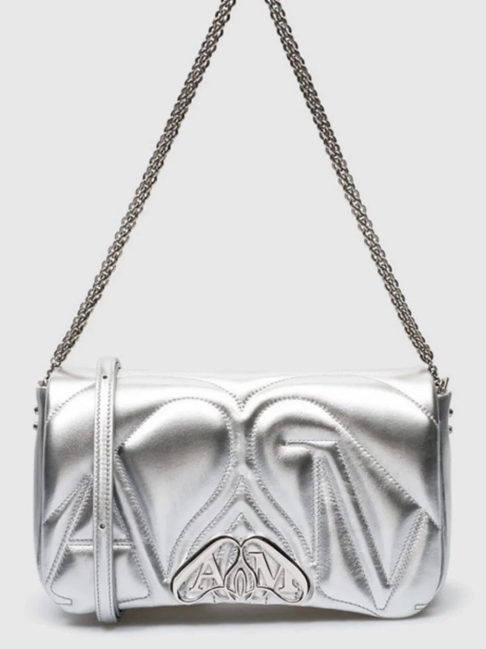 ALEXANDER MCQUEEN Seal Small Gray/Silver Shoulder Bag. Brand New/100% Authentic